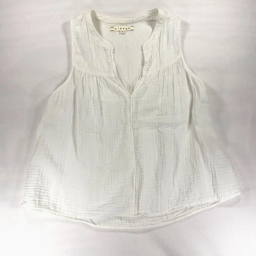 Xirena Carrie Flowy Tank Top in White Size Small 100% Cotton - Picture 2 of 7